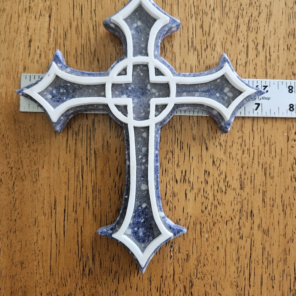 Blue and White Celtic Corian  Cross - Picture 3 of 4